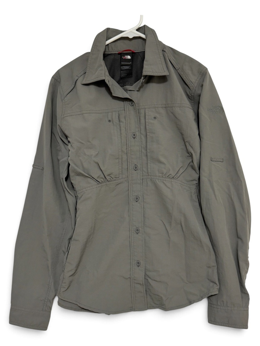 The North Face Women's Med Green Hiking Outdoor Button-Front long sleeve shirt